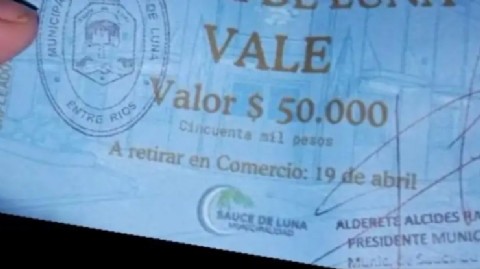 El municipio de Sauce de Luna abonó parte de sueldos con vales alimentarios