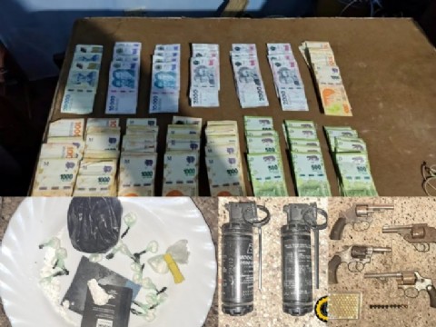 Hallaron granadas, armas y drogas en un allanamiento en San Benito