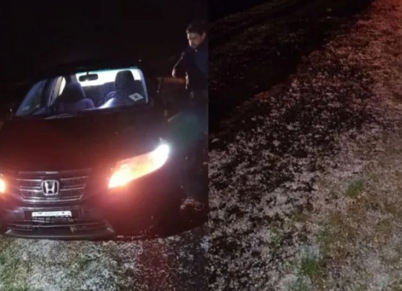 Ruta 12: un automovilista despistó por la presencia de granizo y lluvia