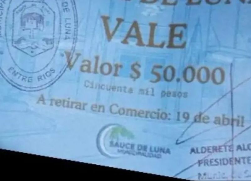 El municipio de Sauce de Luna abonó parte de sueldos con vales alimentarios